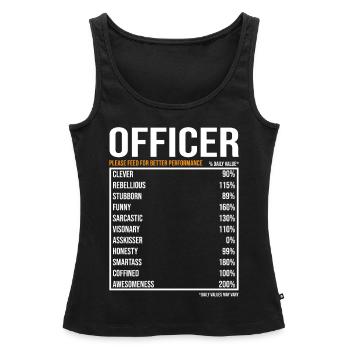 Officier du jour Drôle d’officier - Débardeur bio Premium Femme - noir - Devant - AI Model Female 172 light (172cm)