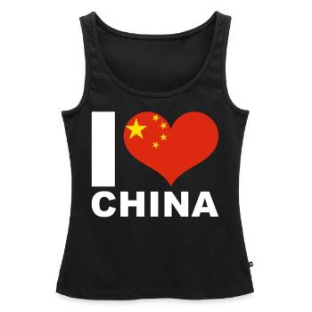 Ich liebe China Herz Flagge China - Frauen Premium Organic Tank Top - Schwarz - Vorne - AI Model Female 172 light (172cm)