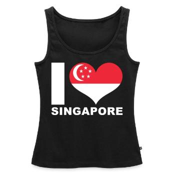 J’adore Singapour drapeau du cœur Singapour - Débardeur bio Premium Femme - noir - Devant - AI Model Female 172 light (172cm)