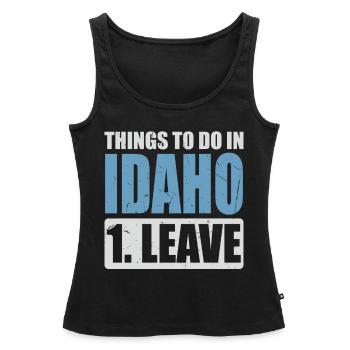 Mème de l’Idaho - Débardeur bio Premium Femme - noir - Devant - AI Model Female 172 light (172cm)