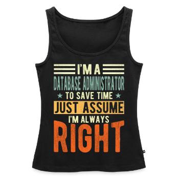 Database administrator - Women’s Premium Organic Tank top - black - Front - AI Model Female 172 light (172cm)