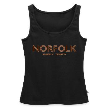 USA Stadt Koordinaten - Norfolk - Frauen Premium Organic Tank Top - Schwarz - Vorne - AI Model Female 172 light (172cm)