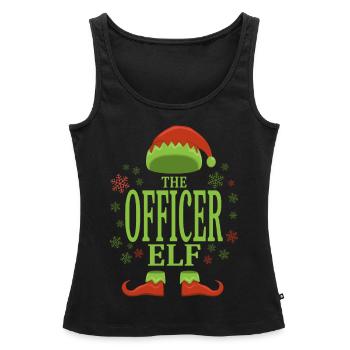 Officier Elfe de Noël - Débardeur bio Premium Femme - noir - Devant - AI Model Female 172 light (172cm)