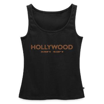 USA Stadt Koordinaten - Hollywood - Frauen Premium Organic Tank Top - Schwarz - Vorne - AI Model Female 172 light (172cm)