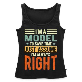 Modèle - Débardeur bio Premium Femme - noir - Devant - AI Model Female 172 light (172cm)