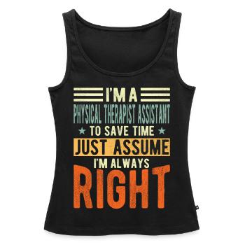 Physiotherapist Assistant - Women’s Premium Organic Tank top - black - Front - AI Model Female 172 light (172cm)