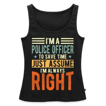 Policier - Débardeur bio Premium Femme - noir - Devant - AI Model Female 172 light (172cm)