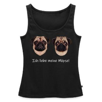 Ich liebe meine Möpse! - Lustiges Hunde-Design - Frauen Premium Organic Tank Top - Schwarz - Vorne - AI Model Female 172 light (172cm)