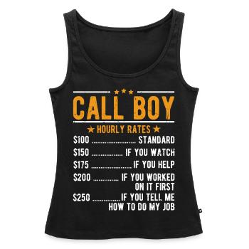 Call Boy salaire horaire - Débardeur bio Premium Femme - noir - Devant - AI Model Female 172 light (172cm)