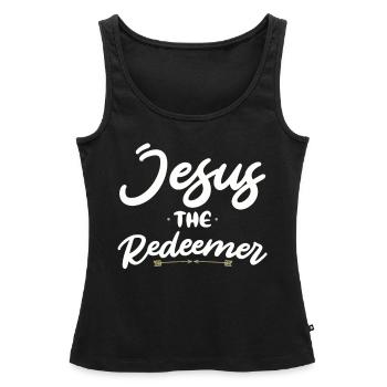 Jésus Rédempteur : la foi chrétienne en Dieu - Débardeur bio Premium Femme - noir - Devant - AI Model Female 172 light (172cm)