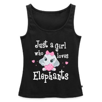 Juste une fille qui aime les éléphants - Débardeur bio Premium Femme - noir - Devant - AI Model Female 172 light (172cm)