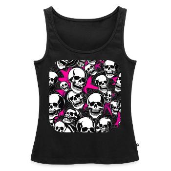 Chaos with skulls in pink pink - Women’s Premium Organic Tank top - black - Front - AI Model Female 172 light (172cm)