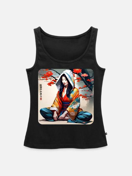Geisha in Buddha Position - Frauen Premium Organic Tank Top - Schwarz