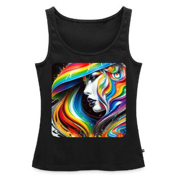 Frau im Graffiti Style - Frauen Premium Organic Tank Top - Schwarz - Vorne - AI Model Female 172 light (172cm)