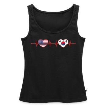 États-Unis Corée du Sud Heartbeat Américain Sud-Coréen - Débardeur bio Premium Femme - noir - Devant - AI Model Female 172 light (172cm)