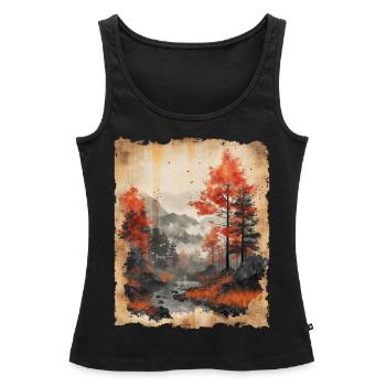 Classic Scenery Papyrus Scroll Onsen Japanese - Women’s Premium Organic Tank top - black - Front - AI Model Female 172 light (172cm)