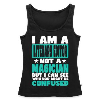 Literary Editor - Women’s Premium Organic Tank top - black - Front - AI Model Female 172 light (172cm)