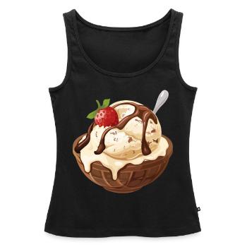 Vanilleeis Erdbeer Eisbecher Genuss Moment - Frauen Premium Organic Tank Top - Schwarz - Vorne - AI Model Female 172 light (172cm)