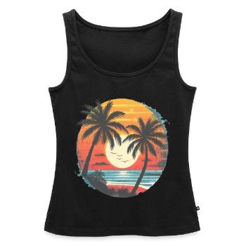 Sommer Sonnenuntergang Palmen Silhouette - Frauen Premium Organic Tank Top - Schwarz - Vorne - AI Model Female 172 light (172cm)