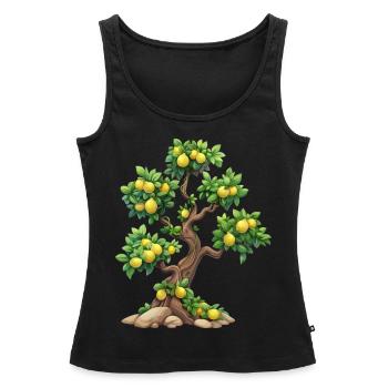 Citronnier, Idylle Naturelle, Rafraîchissement - Débardeur bio Premium Femme - noir - Devant - AI Model Female 172 light (172cm)