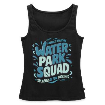 Parc aquatique Squad : vacances en famille, plaisir aquatique - Débardeur bio Premium Femme - noir - Devant - AI Model Female 172 light (172cm)