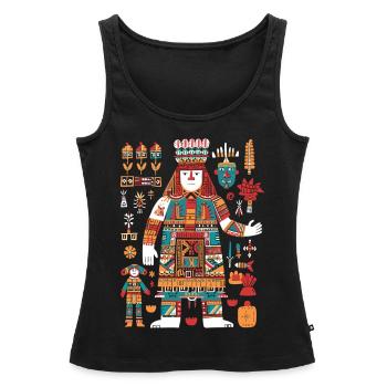 Itzamna Maya God Mythologie maya - Débardeur bio Premium Femme - noir - Devant - AI Model Female 172 light (172cm)