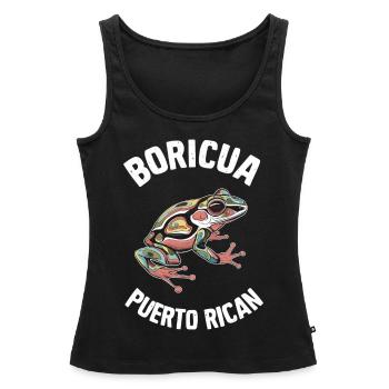 Boricua Porto Rico Coqui Porto Rico Artistique - Débardeur bio Premium Femme - noir - Devant - AI Model Female 172 light (172cm)