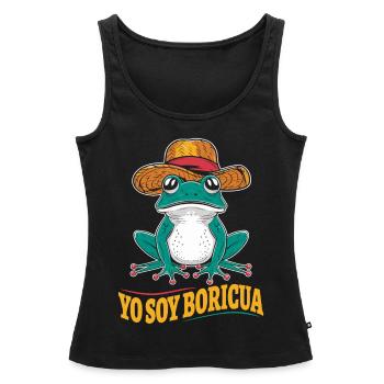 Yo Soy Boricua Grenouille Portoricaine avec chapeau - Débardeur bio Premium Femme - noir - Devant - AI Model Female 172 light (172cm)