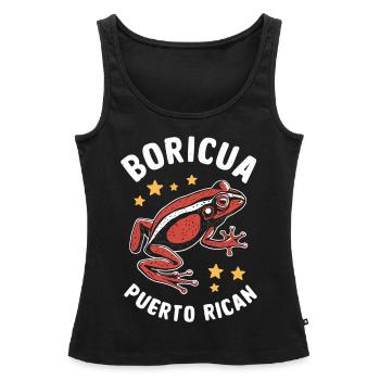 Boricua Porto Rico Coqui Porto Rico Grenouille - Débardeur bio Premium Femme - noir - Devant - AI Model Female 172 light (172cm)