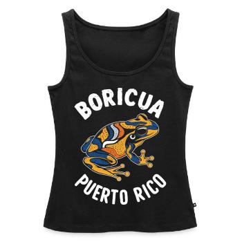 Boricua Porto Rico Coqui Portoricain - Débardeur bio Premium Femme - noir - Devant - AI Model Female 172 light (172cm)