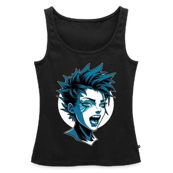 Fille punk futuriste avec mohawk - Débardeur bio Premium Femme - noir - Devant - AI Model Female 172 light (172cm)