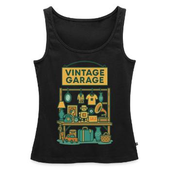 Antiquités Vintage Garage Antiquités - Débardeur bio Premium Femme - noir - Devant - AI Model Female 172 light (172cm)