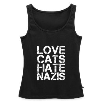 Anti-racism - Women’s Premium Organic Tank top - black - Front - AI Model Female 172 light (172cm)