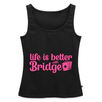 Joueur de bridge fille Joueur de bridge Dictons Rose - Débardeur bio Premium Femme - noir - Devant - AI Model Female 172 light (172cm)