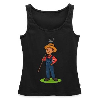 Cadeau de fourche Farmer Farmer Funshirt Kids - Débardeur bio Premium Femme - noir - Devant - AI Model Female 172 light (172cm)