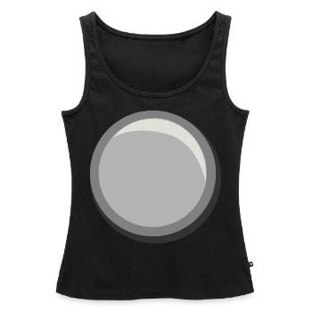 Modèle d’autocollant de cercle de bouton argenté - Débardeur bio Premium Femme - noir - Devant - AI Model Female 172 light (172cm)