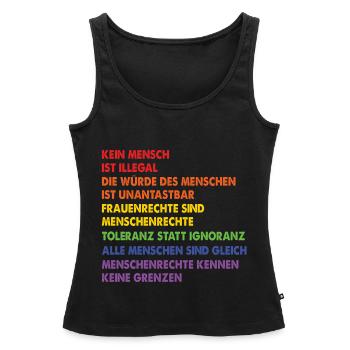 Menschrechte Gleichheit Gleichberechtigung - Frauen Premium Organic Tank Top - Schwarz - Vorne - AI Model Female 172 light (172cm)