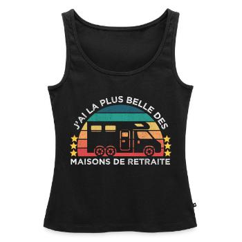 La plus belle maison de retraite humour camping - Débardeur bio Premium Femme - noir - Devant - AI Model Female 172 light (172cm)