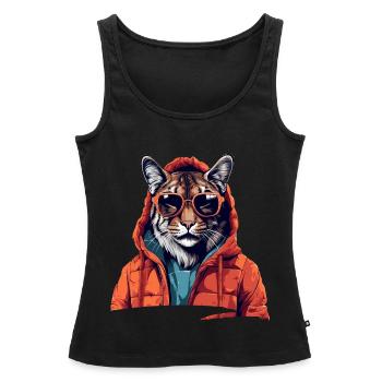 Streetstyle-Luchs | Luchs-Liebhaber - Frauen Premium Organic Tank Top - Schwarz - Vorne - AI Model Female 172 light (172cm)