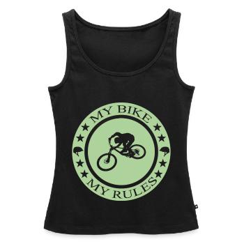 Biken Ebike Bike - Frauen Premium Organic Tank Top - Schwarz - Vorne - AI Model Female 172 light (172cm)