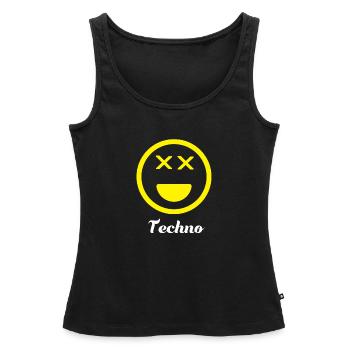Techno Music Logo Smiley - Cadeau - Débardeur bio Premium Femme - noir - Devant - AI Model Female 172 light (172cm)