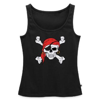 Cadeau de pirate pirate squelette en os - Débardeur bio Premium Femme - noir - Devant - AI Model Female 172 light (172cm)