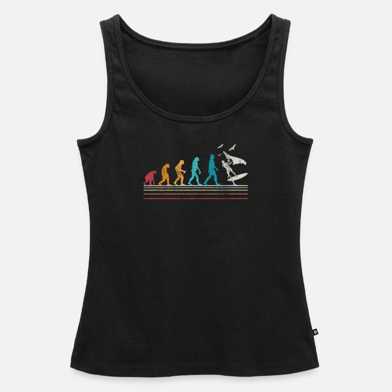 Wing Foiling Evolution Pour Surfeur I Retro Vintage - Débardeur bio Premium Femme - noir