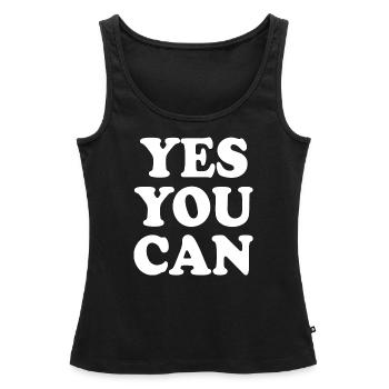 Yes you can - Débardeur bio Premium Femme - noir - Devant - AI Model Female 172 light (172cm)