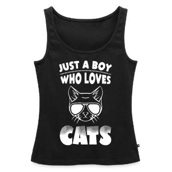 Garçons Chats Amoureux - Débardeur bio Premium Femme - noir - Devant - AI Model Female 172 light (172cm)