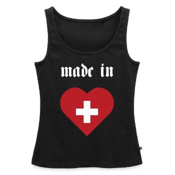 made in Switzerland Switzerland - Women’s Premium Organic Tank top - black - Front - AI Model Female 172 light (172cm)