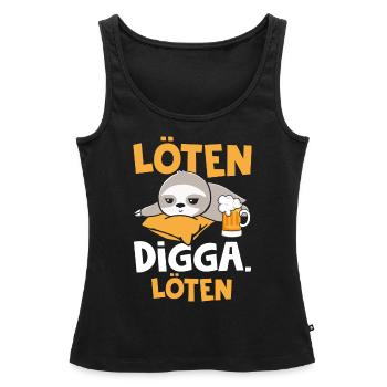 Löten Digga Löten Bier Faultier - Frauen Premium Organic Tank Top - Schwarz - Vorne - AI Model Female 172 light (172cm)