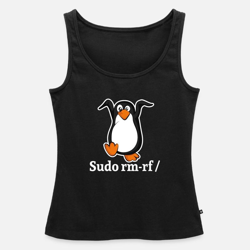 Tux Linux Pingouin Sudo Rm Rf | Computerfreak Hack - Débardeur bio Premium Femme - noir