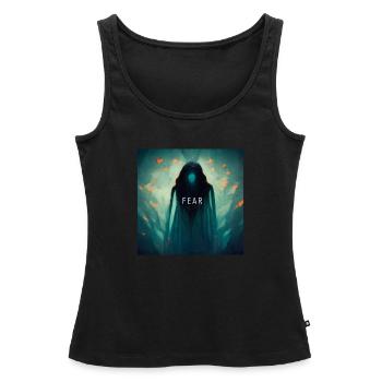 Peur - Débardeur bio Premium Femme - noir - Devant - AI Model Female 172 light (172cm)