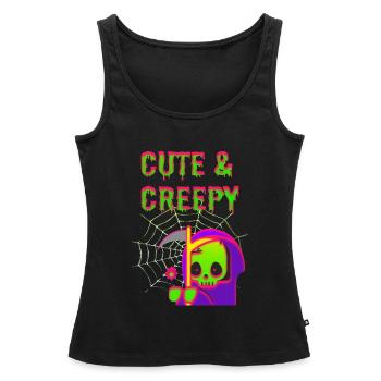 Drôle et mignon Halloween Design / Tshirt - Débardeur bio Premium Femme - noir - Devant - AI Model Female 172 light (172cm)